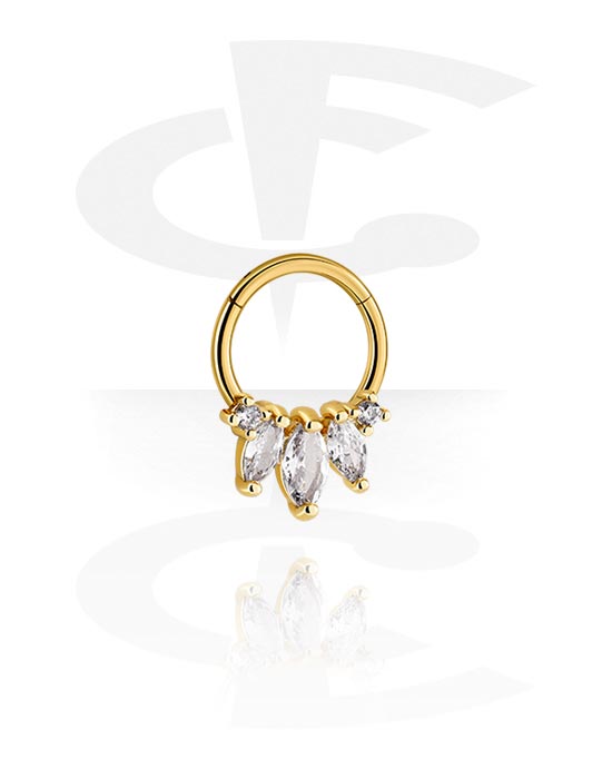 Piercing ad anello, Piercing clicker (titanio, placcato in oro, finitura brillante) con cristallini, Titanio
