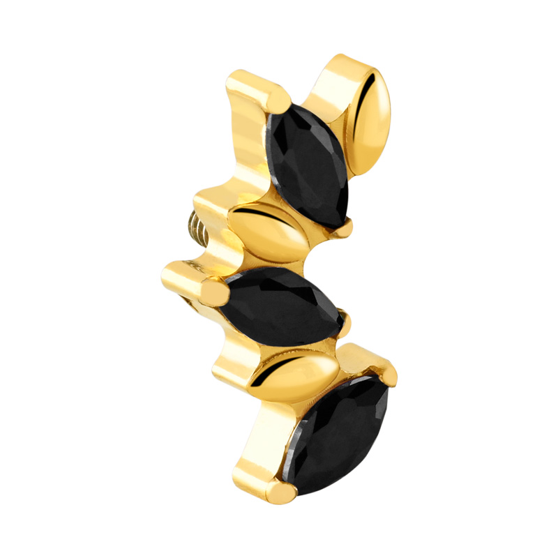 Accessoire pour barre à filetage interne (titane, or, finition brillante) avec pierres en cristal Titane ASTM F136 Boules, barres & plus
