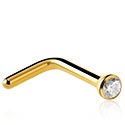 Piercings nez & Septums, Piercing nez droit (acier chirurgical, or, finition brillante) avec pierre en crystal, Titane ASTM F136