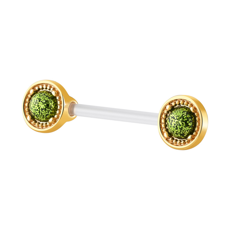 Nipple Barbell (bioflex, transparent) Bioflex/Laiton plaqué or Piercings téton