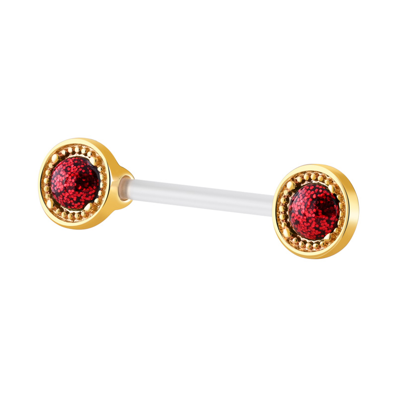 Nipple Barbell (bioflex, transparent) Bioflex/Laiton plaqué or Piercings téton