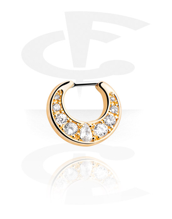 Nose Jewellery & Septums, Jewelled Septum Clicker, Gold Plated