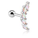 Helix & Tragus, Tragus piercing s krystalovými kamínky, Chirurgická ocel 316L