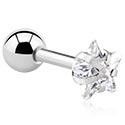 Helix & Tragus, Piercing tragus con stella di cristallo, Acciaio chirurgico 316L