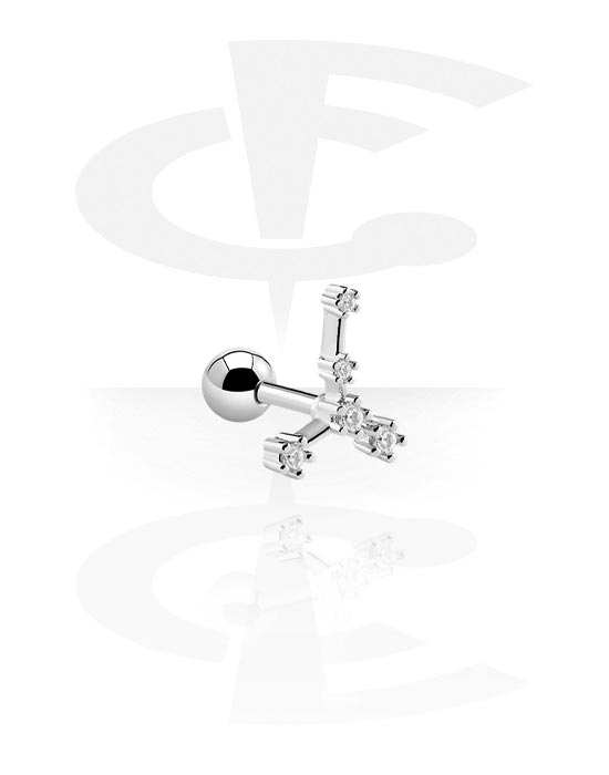 Helix & Tragus, Tragus Piercing, Surgical Steel 316L, Plated Brass