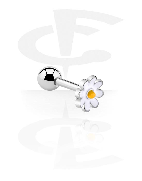 Helix & Tragus, Tragus Piercing with flower design, Surgical Steel 316L, Plated Brass