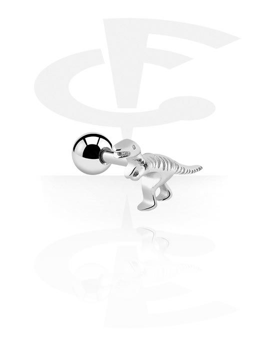 Helix & tragus, Tragus-piercing med Dinosaurmotiv, Kirurgisk stål 316L, Pletteret messing