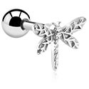 Helix & Tragus, Piercing tragus avec motif libellule et pierres en cristal, Acier chirurgical 316L ,  Laiton plaqué