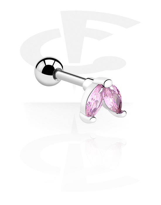 Helix & Tragus, Piercing za tragus s kristalnim kamenjem, Kirurški čelik 316L ,  Obloženi mesing