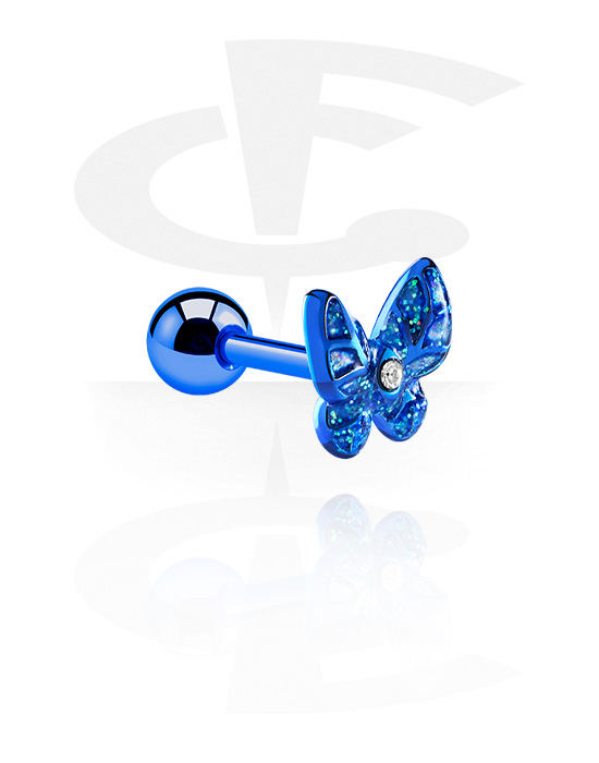 Helix & Tragus, Tragus piercing s designem motýl, Chirurgická ocel 316L ,  Pokovená mosaz