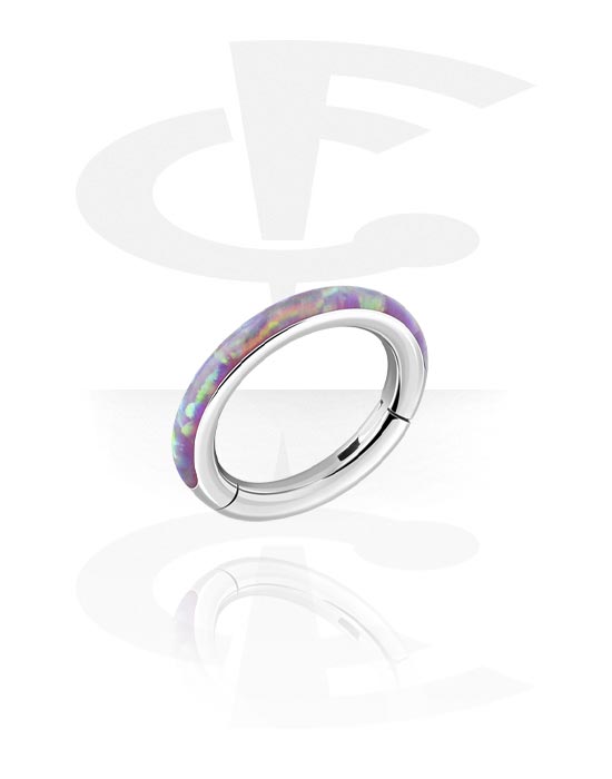 Piercinggyűrűk, Multi-purpose clicker (surgical steel, silver, shiny finish) val vel Szintetikus opál, Sebészeti acél, 316L