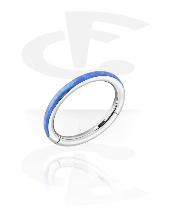Piercing Ringe, Piercing-clicker (kirurgisk stål, sølv, blank finish) med Syntetisk opal, Kirurgisk stål 316L