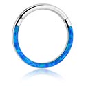 Piercingringar, Multi-purpose clicker (surgical steel, silver, shiny finish) med konstgjord opal, Kirurgiskt stål 316L