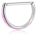 Piercinggyűrűk, Multi-purpose clicker (surgical steel, silver, shiny finish) val vel Szintetikus opál, Sebészeti acél, 316L