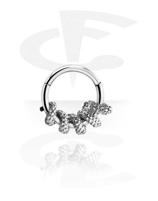 Piercing Rings, Piercing clicker (surgical steel, silver, shiny finish) with snake design, Surgical Steel 316L