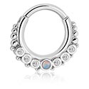 Anneaux, Multi-purpose clicker (acier chirurgical, argent, finition brillante) avec opale synthétique et pierres en cristal, Acier chirurgical 316L