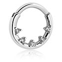 Anéis piercing, Multi-purpose clicker (aço cirúrgico, prata, acabamento brilhante) com pedras de cristal, Aço cirúrgico 316L