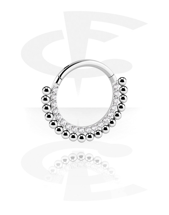 Piercinggyűrűk, Multi-purpose clicker (surgical steel, silver, shiny finish) val vel Kristálykövek, Sebészeti acél, 316L