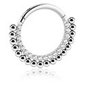 Pírsingové krúžky, Pírsingový clicker (chirurgická oceľ, strieborná, lesklý povrch) s kryštálové kamene, Chirurgická oceľ 316L