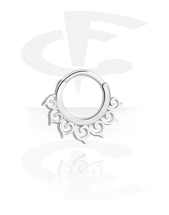 Piercing Rings, Piercing clicker (surgical steel, silver, shiny finish), Surgical Steel 316L, Plated Brass
