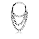 Piercing Rings, Piercing clicker (surgical steel, silver, shiny finish) with crystal stones, Surgical Steel 316L