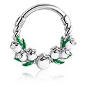 Anneaux, Multi-purpose clicker (acier chirurgical, argent, finition brillante) avec motif fleur
