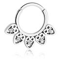 Piercingringer, Piercing-clicker (kirurgisk stål, sølv, skinnende finish) med krystallsteiner, Kirurgisk stål 316L ,  Belagt messing