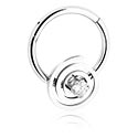 Anneaux, Multi-purpose clicker (acier chirurgical, argent, finition brillante) avec motif  spirale et pierre en crystal, Acier chirurgical 316L
