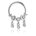 Piercingringer, Piercing-clicker (kirurgisk stål, sølv, skinnende finish) med krystallsteiner, Kirurgisk stål 316L ,  Belagt messing