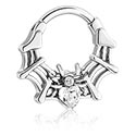 Piercing Rings, Piercing clicker (surgical steel, silver, shiny finish) with spider design and crystal stone in various colours, Surgical Steel 316L ,  Plated Brass
