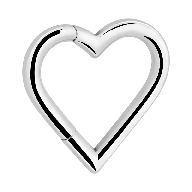 Piercing clicker en forme de coeur (acier chirurgical, argent, finition brillante) Acier chirurgical 316L
