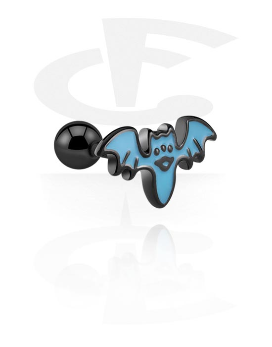 Helix & Tragus, Tragus Piercing with bat design, Surgical Steel 316L, Plated Brass