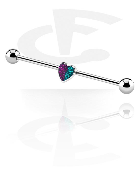 Barbells, Industrial Barbell with heart design, Surgical Steel 316L, Alloy Steel
