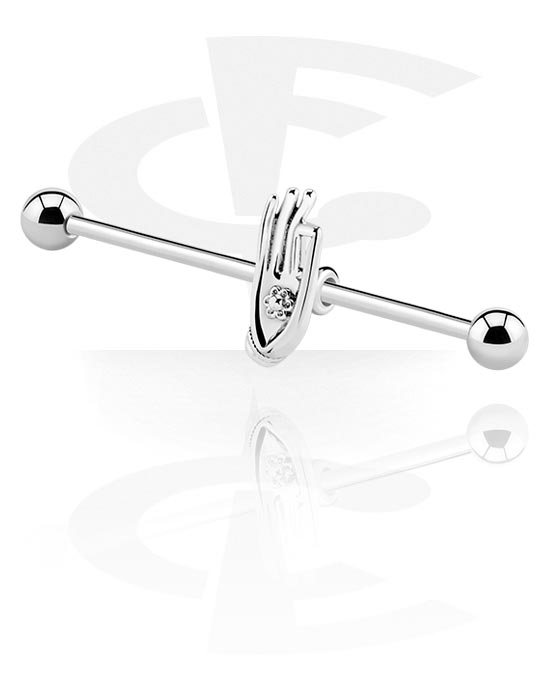 Barbells, Industrial Barbell with hand design, Surgical Steel 316L, Plated Brass