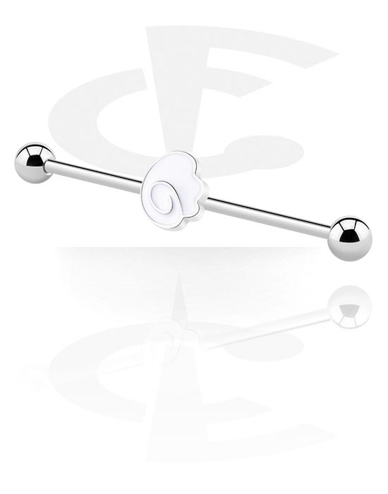 Barbells, Industrial Barbell with attachment, Surgical Steel 316L ,  Plated Brass