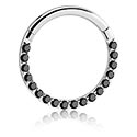 Piercingringar, Multi-purpose clicker (surgical steel, silver, shiny finish) med kristallstenar, Kirurgiskt stål 316L
