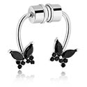 Fejkpiercingar, Magnetic Fake Septum med fjärilsdesign och kristallstenar, Kirurgiskt stål 316L ,  Överdragen mässing