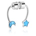Fejkpiercingar, Magnetic Fake Septum med Stjärna och Half moon design, Kirurgiskt stål 316L, Överdragen mässing