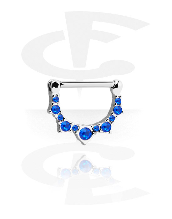 Nipple Piercings, Nipple Clicker with crystal stones, Surgical Steel 316L, Plated Brass