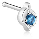 Piercings nez & Septums, Piercing nez droit (acier chirurgical, argent, finition brillante) avec pierre en crystal, Acier chirurgical 316L, Laiton plaqué