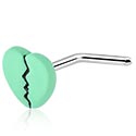 Piercings nez & Septums, Piercing nez en L (acier chirurgical, argent, finition brillante) avec motif coeur, Acier chirurgical 316L, Laiton plaqué