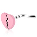 Næsesmykker og septums, L-formet næsestud (kirurgisk stål, sølv, blank finish) med Hjertemotiv, Kirurgisk stål 316L, Pletteret messing
