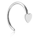 Piercings nez & Septums, Anneau ouvert pour le nez (acier chirurgical, argent, finition brillante) avec accessoire coeur, Acier chirurgical 316L