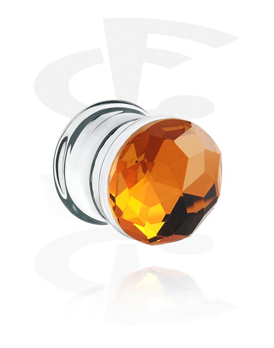 Tunnels & Plugs, Double flared plug (glass) with diamond attachment in various colors, Glass