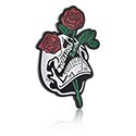 Pins, Pin mit Totenkopf und Rosen-Design, Zinklegierung