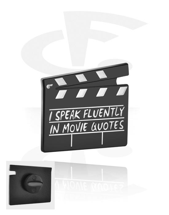 Pins, Pin with "I speak fluently in movie quotes" lettering, Alloy Steel