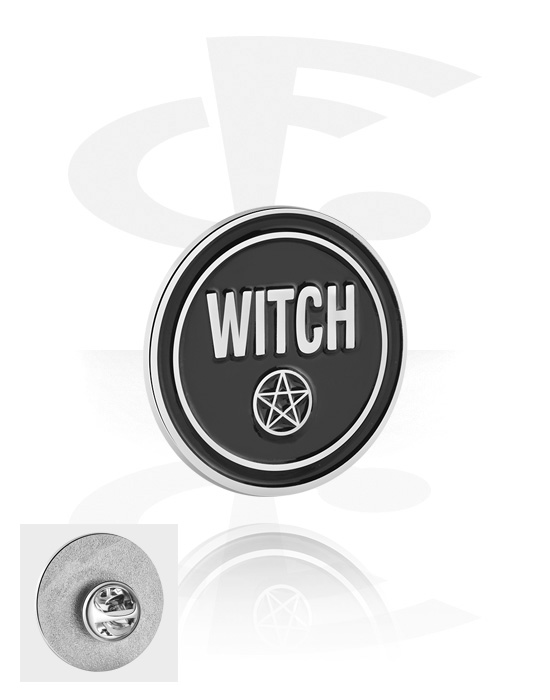 Pins, Pins med "witch" lettering, Legerat stål