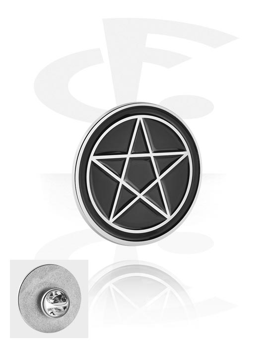 Pins, Pins com design de pentagrama, Liga de aço