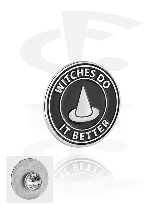 Pins, Pins med "witches do it better" lettering, Legerat stål