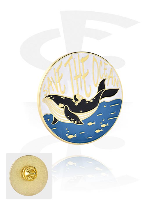 Pins, Pins com design de baleia jubarte, Liga de aço
